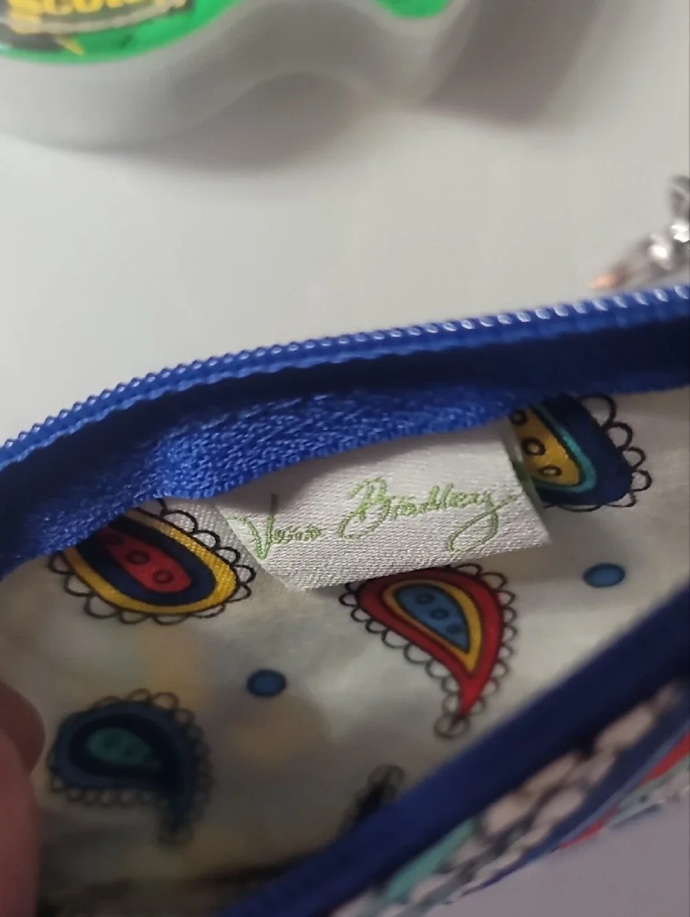 Vera Bradley Blue & Yellow Paisley Zip Pouch